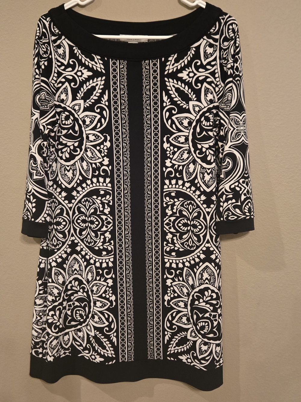White House Black Market Black & White Printed Midi Dress